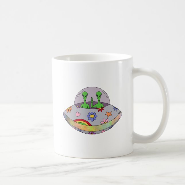 Taza De Café Vienen en el UFO de la paz (Derecha)