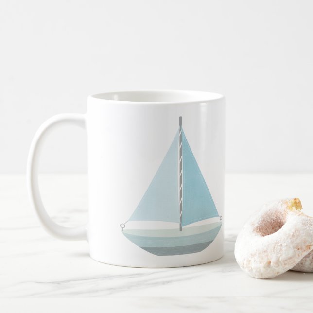 Taza De Café Vientos justos y la siguiente barca marítima (Con donut)