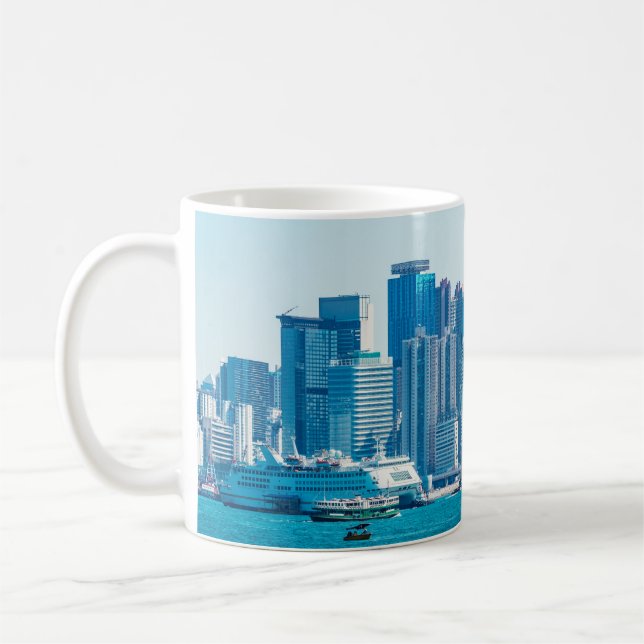 Taza De Café View of Hong Kong harbour at day time. asia,asian, (Izquierda)