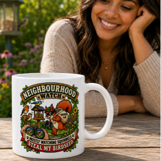Taza De Café Vigilancia del Barrio Ardilla Divertida Observació