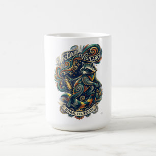 Taza De Café Vigilancia Nocturna Mapache Manga Larga