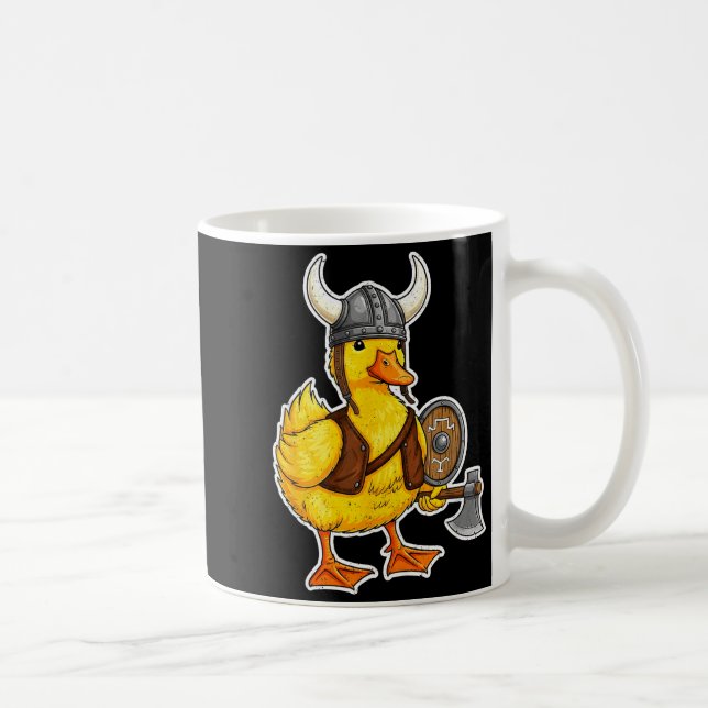 Taza De Café Viking Duck Funny Warrior Design  (Derecha)