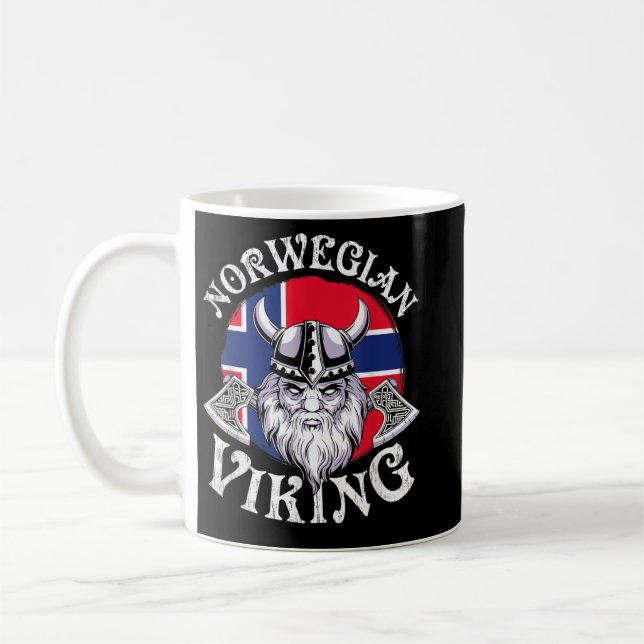 Taza De Café Viking Funny con vistas a la bandera de Noruega (Izquierda)