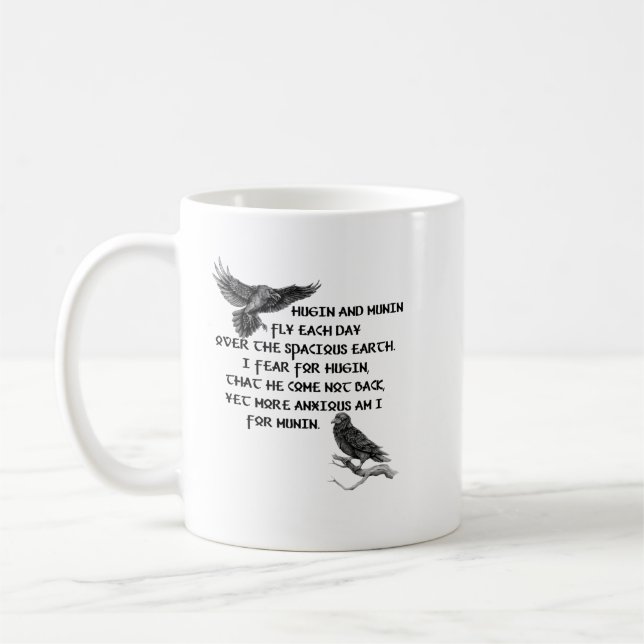 Taza De Café Viking Raven Hugin And Munin (Izquierda)