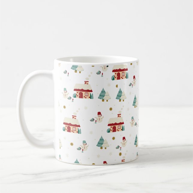 Taza De Café Villa de invierno con hombres de nieve (Izquierda)