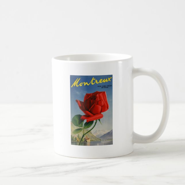 Taza De Café Viñage Montreux Red Rose Suiza Lago Ginebra (Derecha)