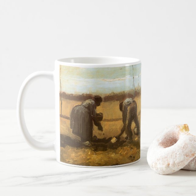Taza De Café Vincent van Gogh - Campesinos plantando papas (Con donut)