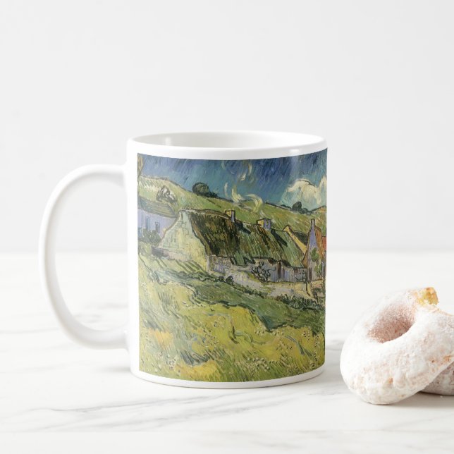Taza De Café Vincent van Gogh - Casas de paja (Con donut)