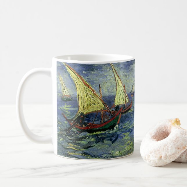 Taza De Café Vincent van Gogh - El paisaje marino de Saintes Ma (Con donut)