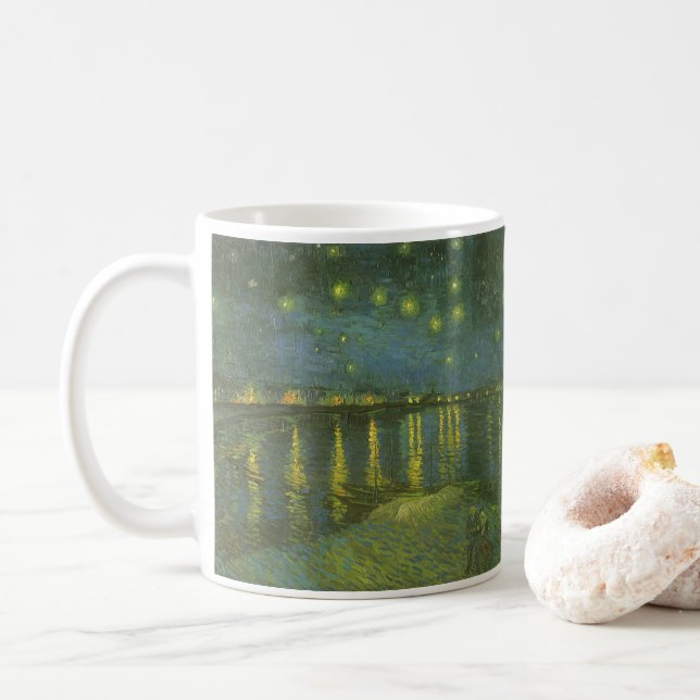 Taza De Café Vincent van Gogh - Noche estrellada sobre el Ródan (Con donut)