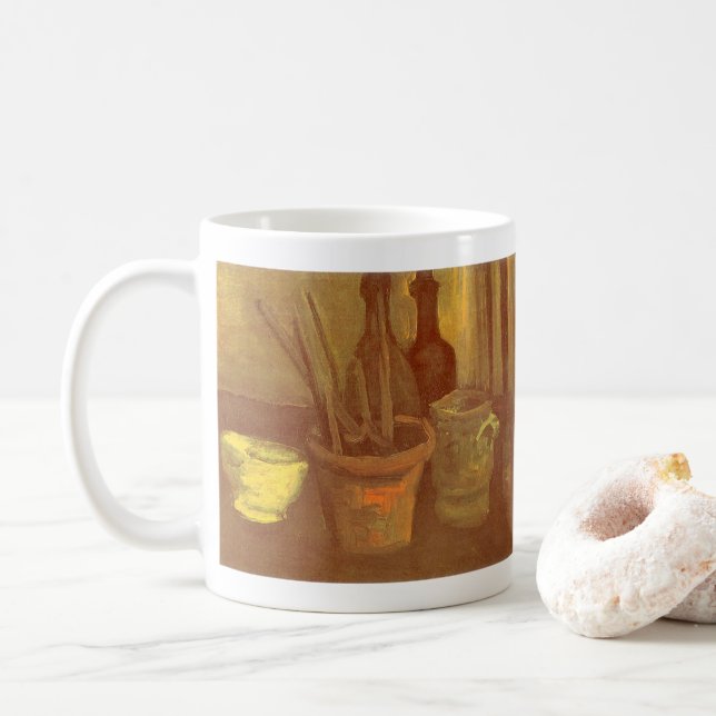 Taza De Café Vincent van Gogh - Pinceles de la vida muerta en l (Con donut)
