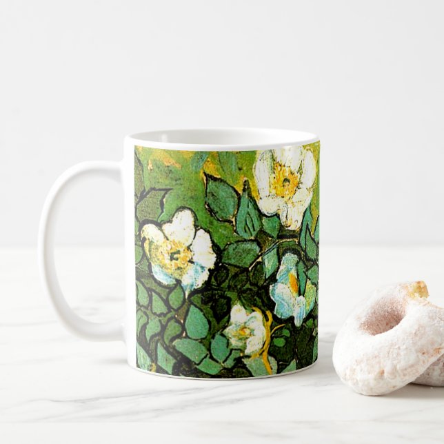 Taza De Café Vincent van Gogh - Rosas salvajes, (Con donut)