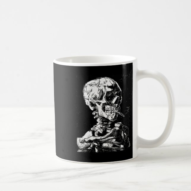 Taza De Café Vincent Van Gogh Skull Con Cigarette Skeleton Hal (Derecha)