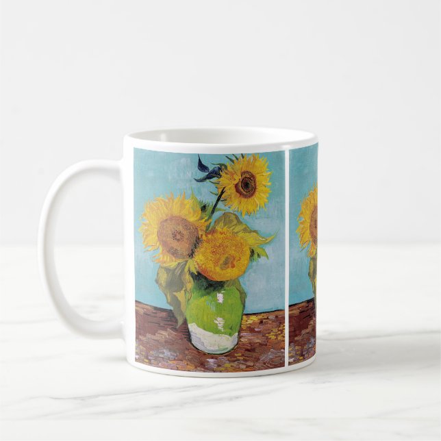 Taza De Café Vincent Van Gogh - Tres girasoles en una caja (Izquierda)