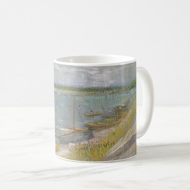 Taza De Café Vincent van Gogh - Vista de un río con barcos de r (Anverso derecho)