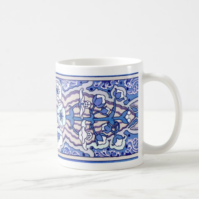 Taza De Café Viñeta azul Blossom estampado Art Nouveau (Derecha)