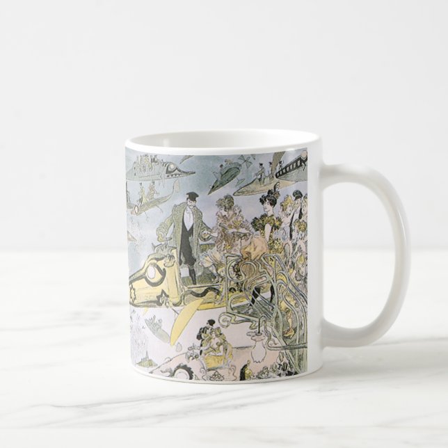 Taza De Café Viñeta Ciencia Ficción Carros Futuristas, taxis (Derecha)