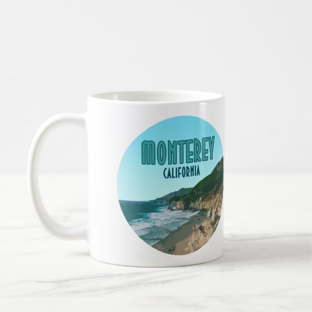 Taza De Café Viñeta de la Costa del Pacífico de Monterey (Izquierda)