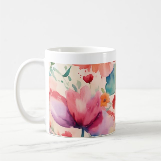 Taza De Café Viñeta floral sin foco (Izquierda)