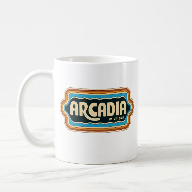 Taza De Café Viñeta Retro Michigan de la Arcadia 70 (Izquierda)