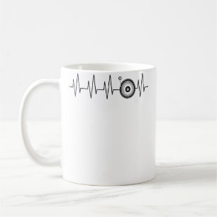Taza De Café Vinilo Dj Latido Divertido Ekg Discoero