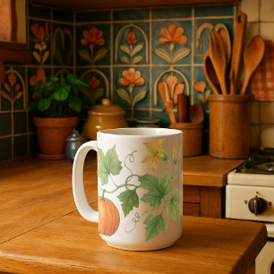 Taza De Café Vino De Calabaza Con Flores