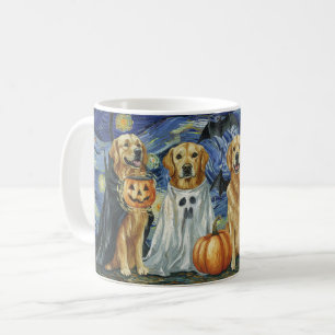 Taza De Café Vino de Halloween Perro Vestido de Bruja Fantasma