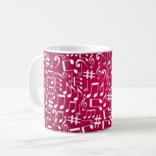 Taza De Café Vino tinto borgoña con notas musicales bailando