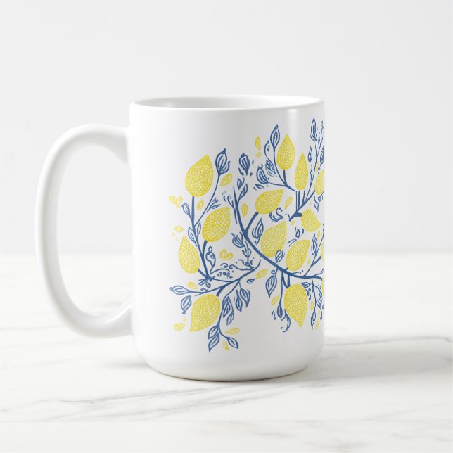 Taza De Café Vinos de limón refrescantes azules y amarillos (Izquierda)