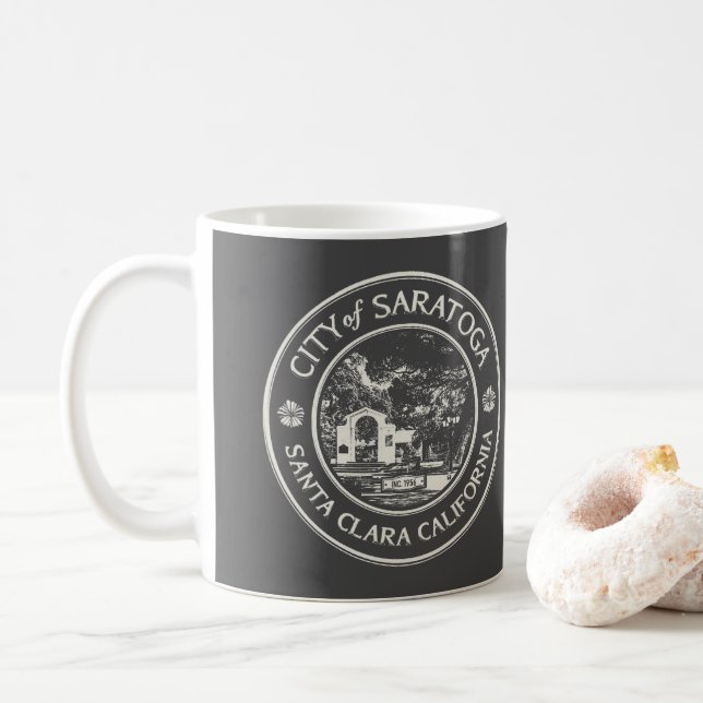 TAZA DE CAFÉ VINTACIÓN DE SARATOGA CALIFORNIA (Con donut)