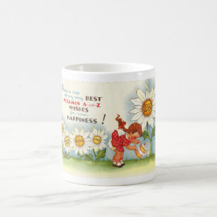 TAZA DE CAFÉ VINTAGE 1940 HAPPINESS GREETING CARD ART