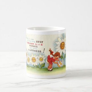 TAZA DE CAFÉ VINTAGE 1940 HAPPINESS GREETING CARD ART