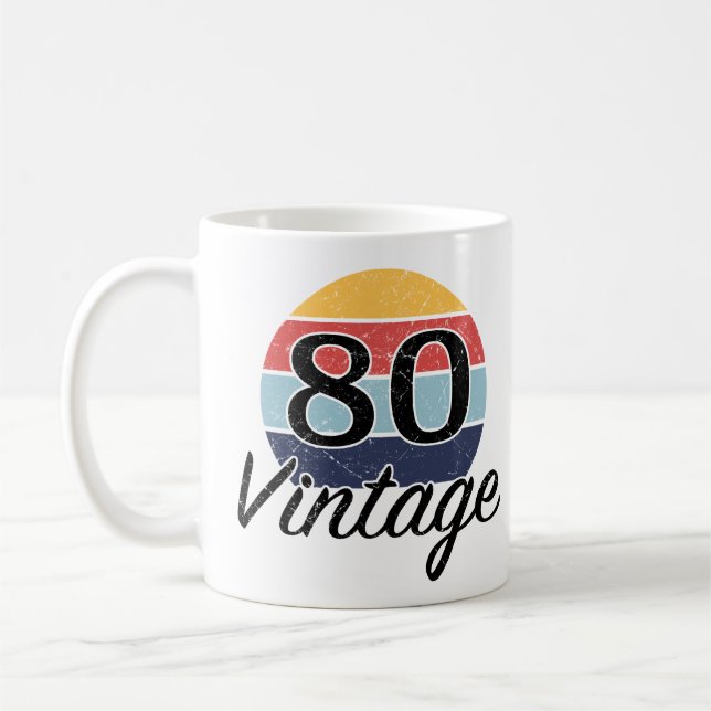 Taza De Café Vintage 80th Birthday Sunset (Izquierda)