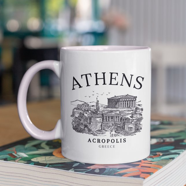 Taza De Café Vintage Acropolis of Athens Illustration (Subido por el creador)