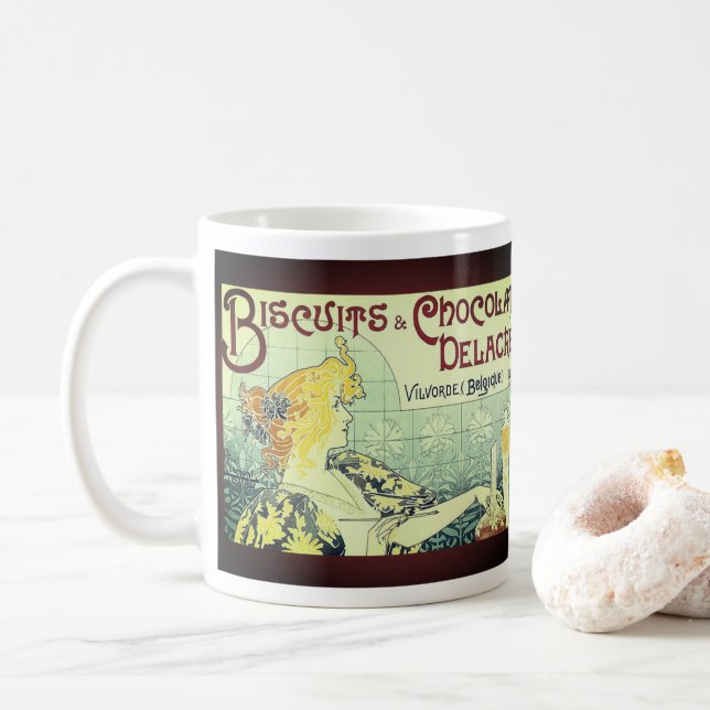 Taza De Café Vintage Ad Biscuits Chocolate Delacre (Con donut)