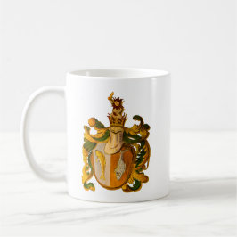 Taza De Café Vintage alemán verde y oro Piscis escudo de armas