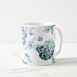 Taza De Café Vintage azul de Rubor y blanco verde azulado Toile