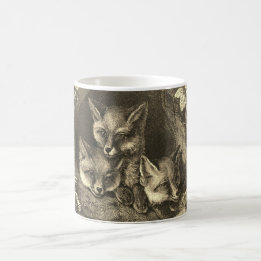 Taza De Café Vintage baby fox woodland 3 zorros pequeños inteli