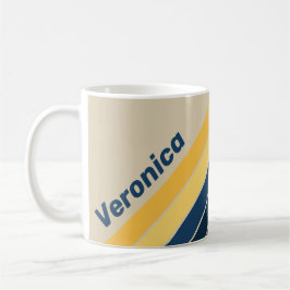 Taza De Café Vintage Beach Sand Stripes with Name