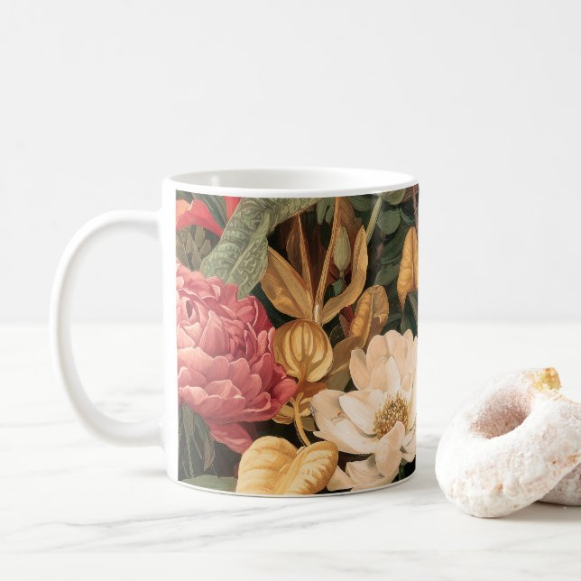 Taza De Café Vintage Botanical Illustration (Con donut)