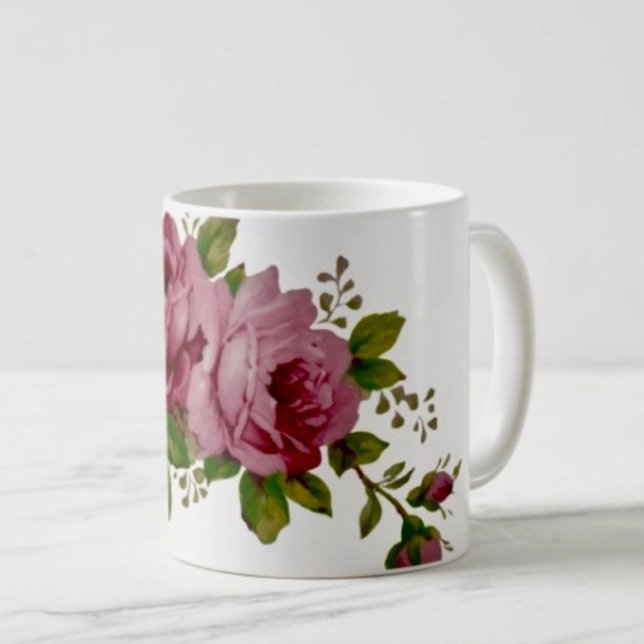 Taza De Café Vintage Cabbage Rose Elegance  (Subido por el creador)
