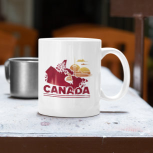 Taza De Café Vintage Canada Travel Country Map Maple Leaf