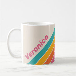 Taza De Café Vintage Candy Rainbow Stripes with Name