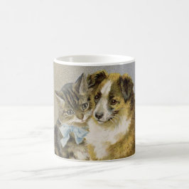 Taza De Café Vintage cat and dog intimate friendship