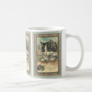 Taza De Café Vintage cat and mouse "waiting for me?"