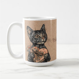 Taza De Café Vintage Cat With Heart Box Valentines Day