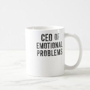 Taza De Café Vintage Ceo De Problemas Emocionales Pegatina