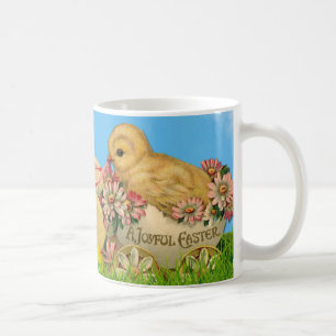 Taza De Café Vintage chicles de Pascua con cielo azul y huevo d