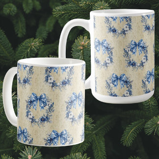 Taza De Café Vintage Chinoiserie Blue Wreath Antique Damask