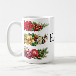 Taza De Café Vintage Christmas Floral and Berry Watercolor Clip